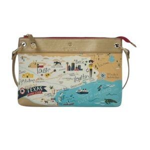 SPARTINA 449 GREETINGS FROM TEXAS Textured Vinyl Adjustable Crossbody Bag Purse